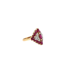 14k Rose Gold .25ct F VS2 Baguette Diamond and  1.25ct  AAA Baguette Ruby & Marquise Ruby Ring
